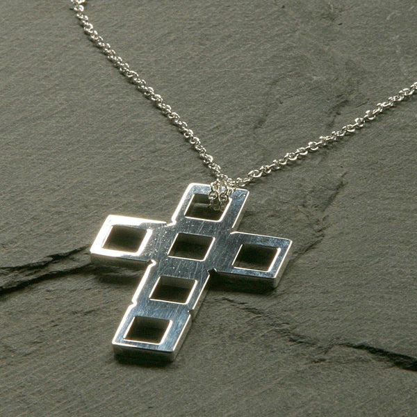 Concentric Squares Cross Necklace