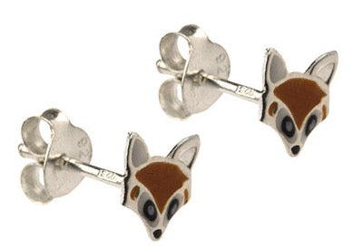 Sterling Silver Enamel Fox Earrings