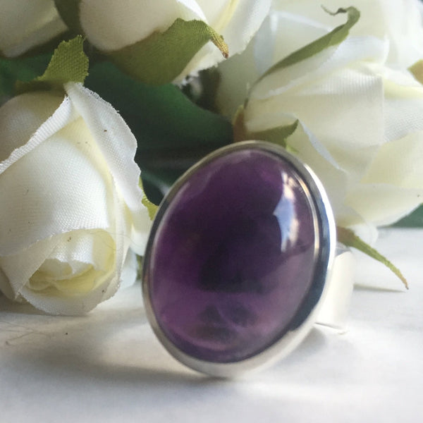 Amethyst 925 sterling silver ring - Size N