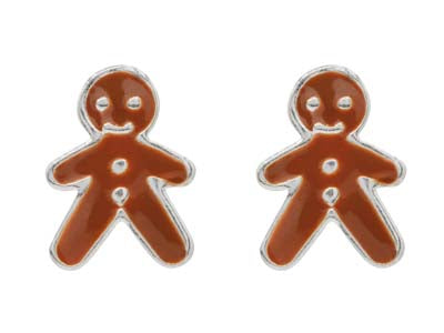 Gingerbread Men - enamelled sterling earrings